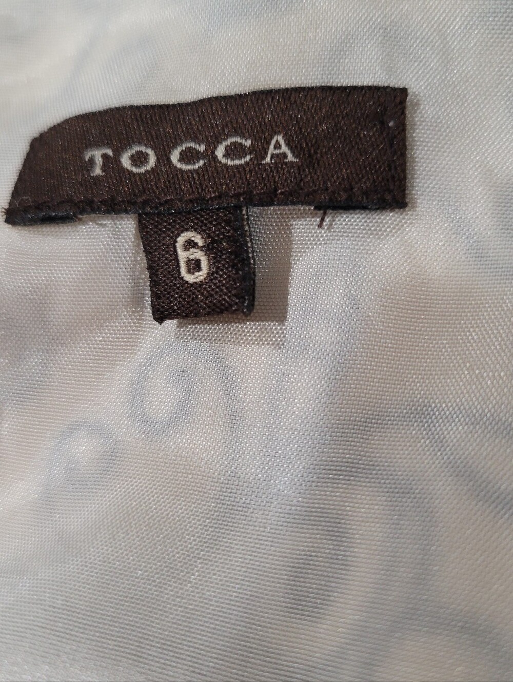Tocca Silk/Wool Blend Cream & Black Embroidered V-Neck Midi Dress | Size 6 - Picture 7 of 10